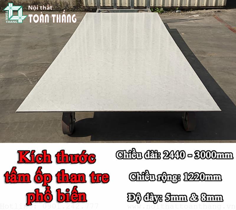 Kích thước tấm ốp than tre vân đá