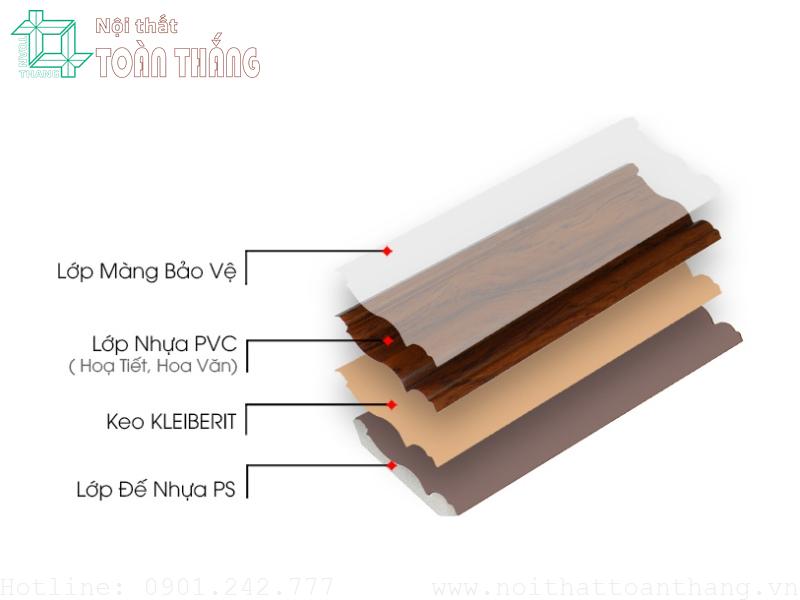 Phào chỉ nhựa có cấu tạo từ 4 lớp