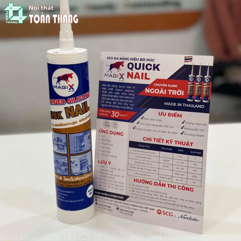 Keo dán Quick Nail bám dính tốt nên được nhiều đội thi công lựa chọn