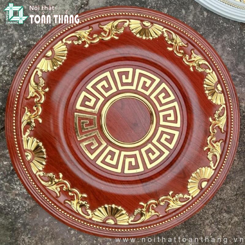 Mâm trần PU vân gỗ dát vàng MVG-05