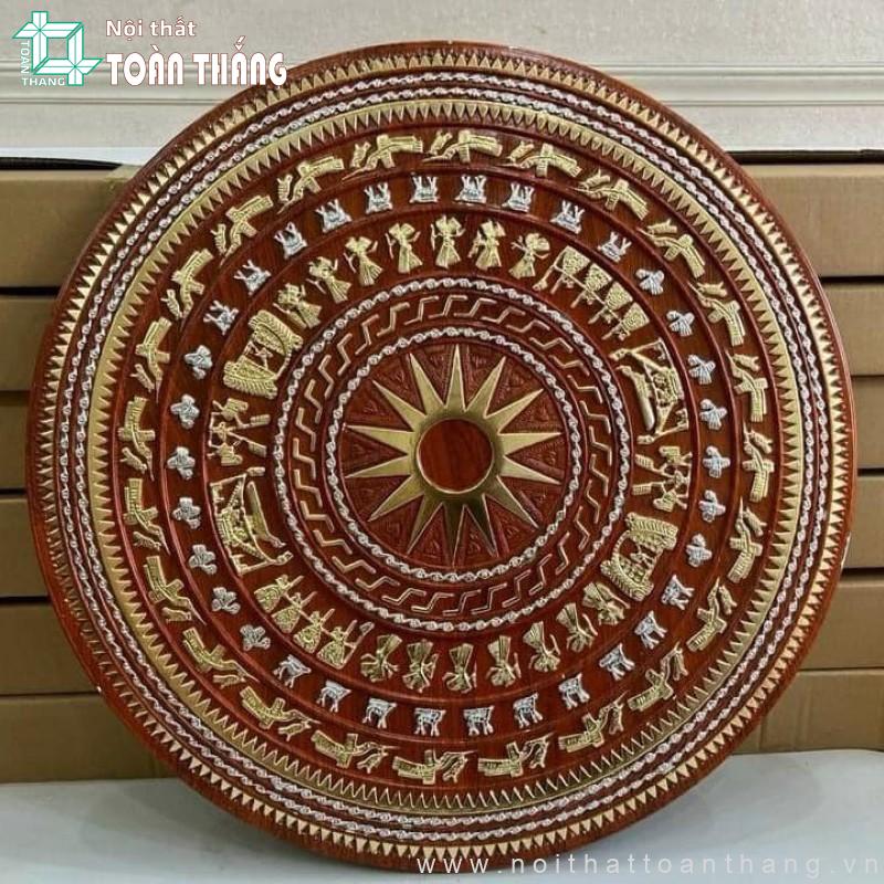 Mâm trần trống đồng vân gỗ dát vàng MVG-06