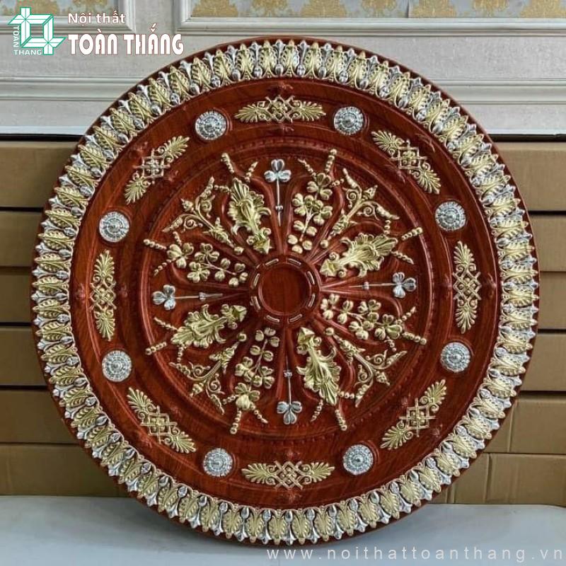 Mâm trần PU vân gỗ dát vàng MVG-04