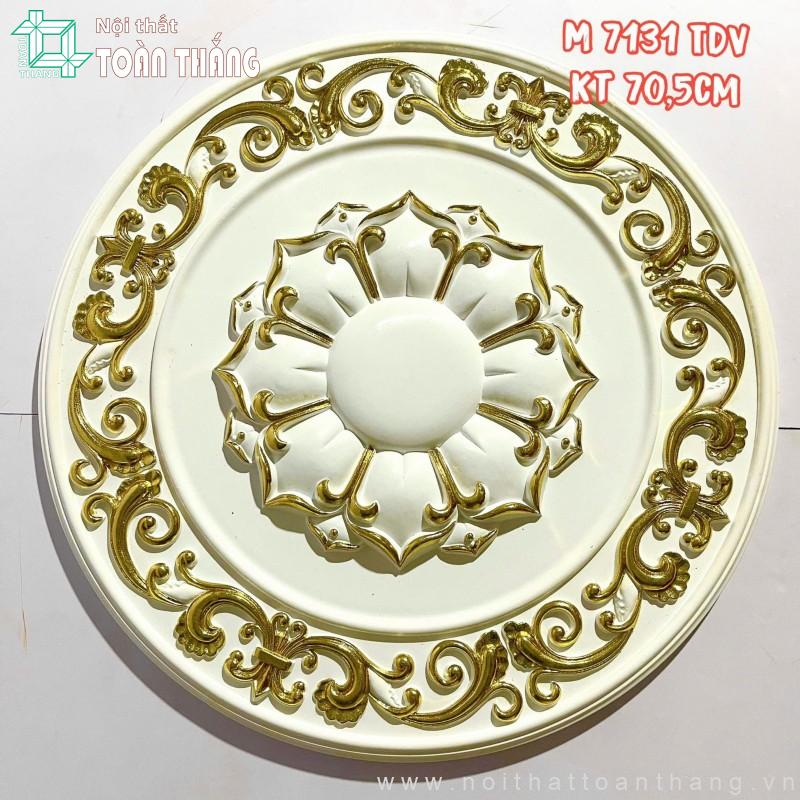 Mâm trần PU màu trắng dát vàng MTDV-08