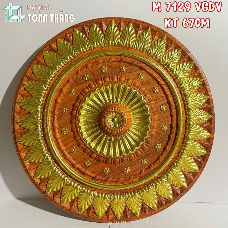Mâm trần PU vân gỗ dát vàng MVG-02