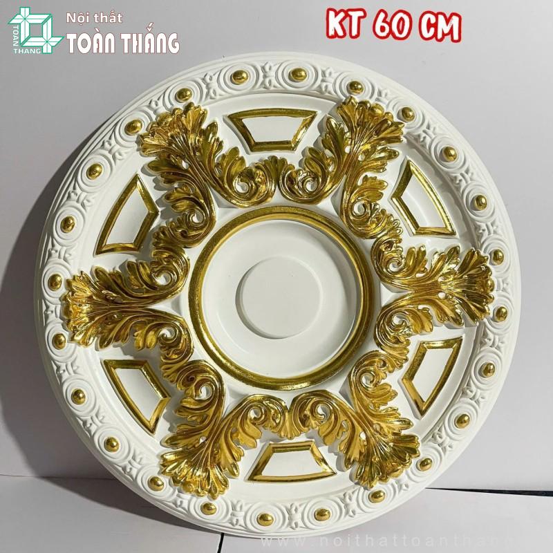 Mâm trần PU màu trắng dát vàng MTDV-09